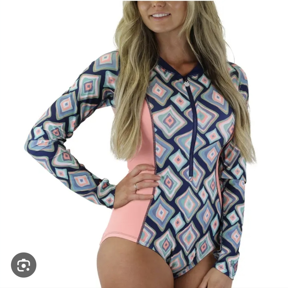 UV Skinz Geometric Long Sleeve Surf Swimsuit